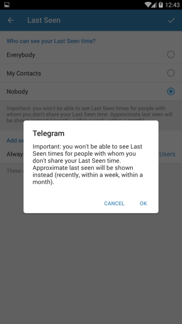 مخفی کردن آخرین زمان آنلاین تلگرام