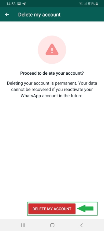 مرحله آخر حذف اکانت واتساپ - whatsapp 