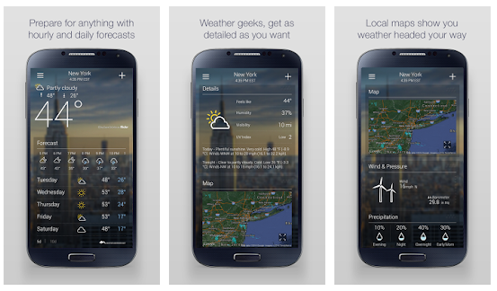 نرم افزار پیش بینی هواشناسی Yahoo Weather