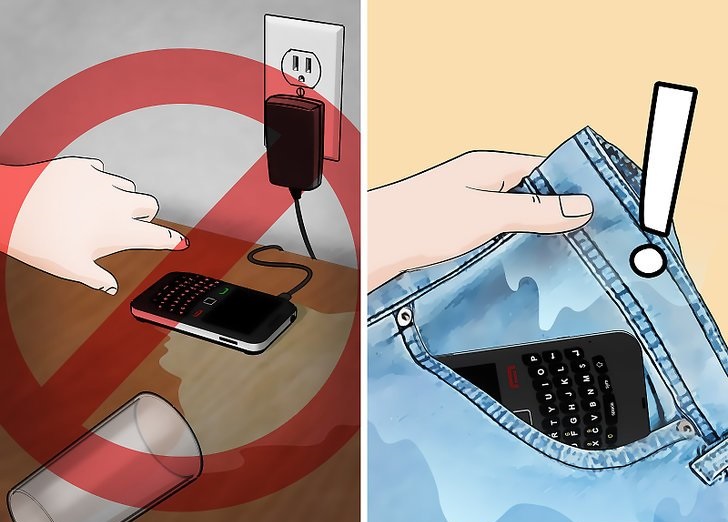 در صورت به شارژ بودن گوشی خیس شده آن را از برق جدا کنید