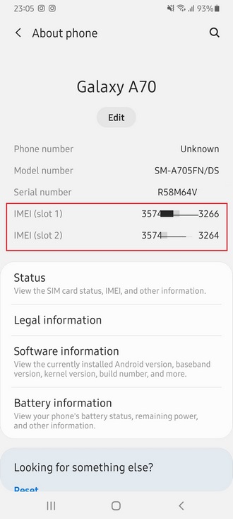 مشاهده شماره سریال گوشی با مراجعه به بخش نرم افزاری گوشی