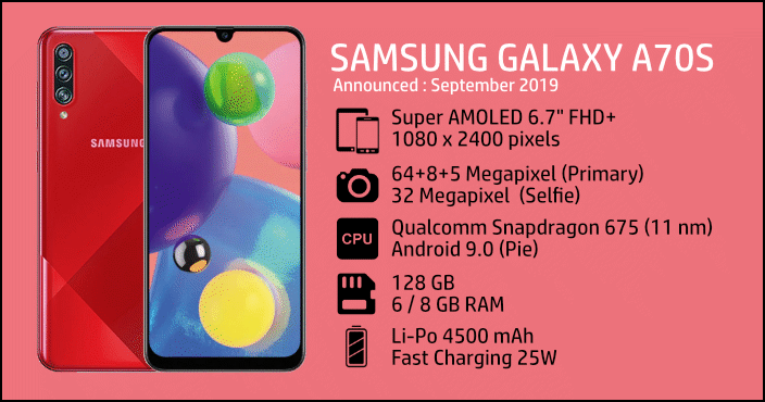 مشخصات سامسونگ Galaxy A70s