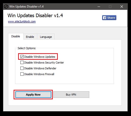 نرم افزار Win Updates Disabler برای مسدود کردن آپدیت خودکار ویندوز 10