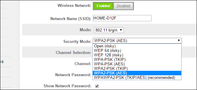 رمزگذاری WPA2-PSK استفاده کنید