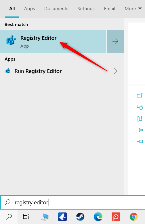 دسترسی به رجیستری (Registry Editor) با استفاده از منوی استارت