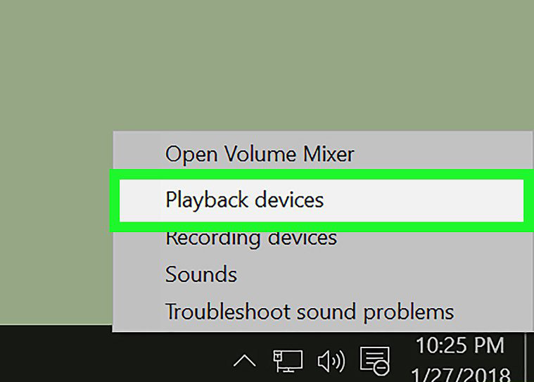 گزینه Playback devices صدای بیس ویندوز 10