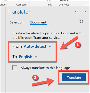 آموزش ترجمه تمام متن در یک سند ورد