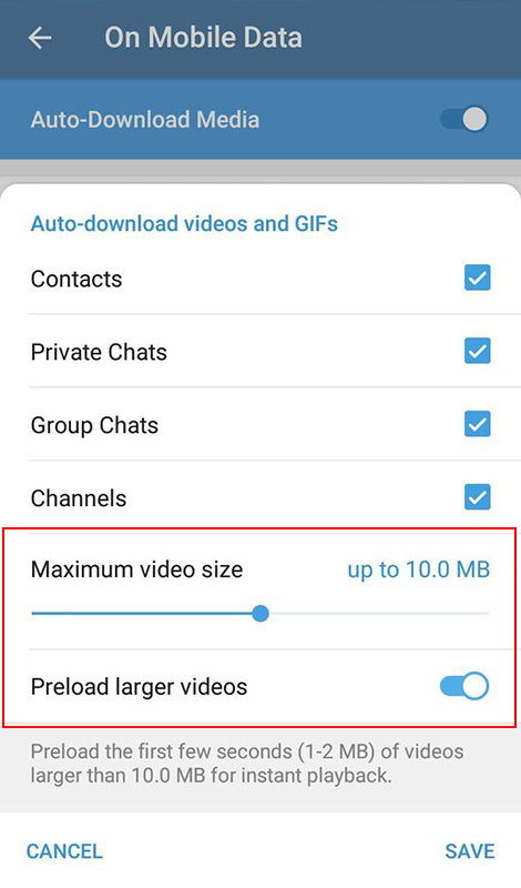 مدیریت دانلود خودکار تلگرام