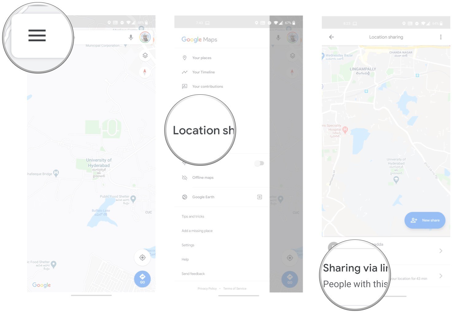 به اشتراک گذاشتن موقیت مکانی با استفاده از لینک در Google Maps