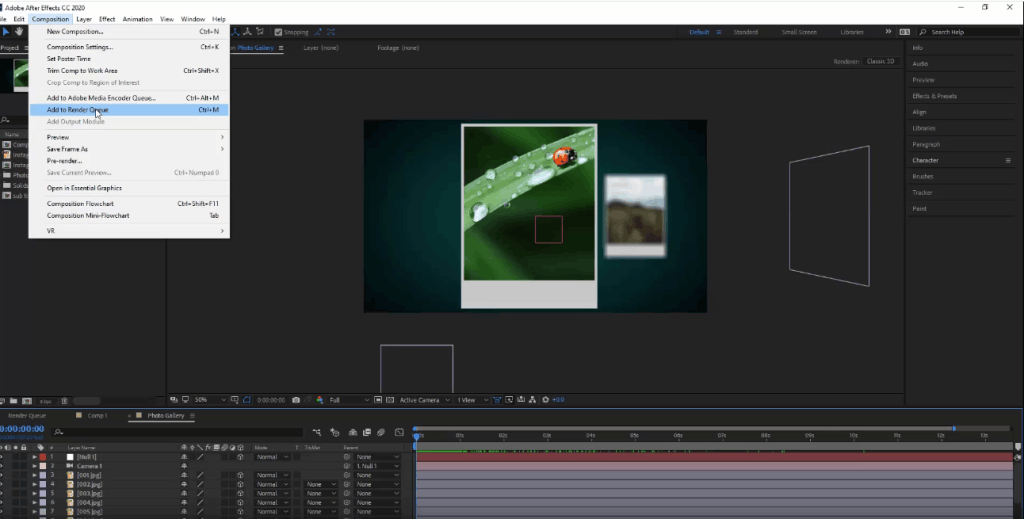 خروجی گرفتن از افتر افکت از طریق render queue