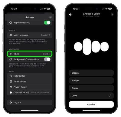 اکانت ChatGPT روی موبایل؛ ۸ تنظیم مهم حافظه، صدا و فایل 4 How to Speak With ChatGPT in the Background on iPhone - MacRumors