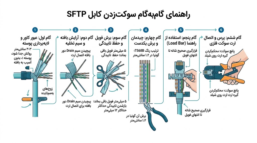 نحوه سوکت زدن کابل شبکه sftp 2 نحوه سوکت زدن کابل شبکه sftp